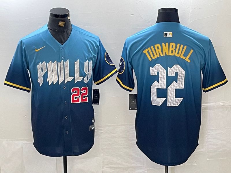Men Philadelphia Phillies 22 Turnbull Blue City Edition Nike 2024 MLB Jersey style 3